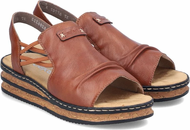 Sandale platforme femra Rieker 62962-22, kafe