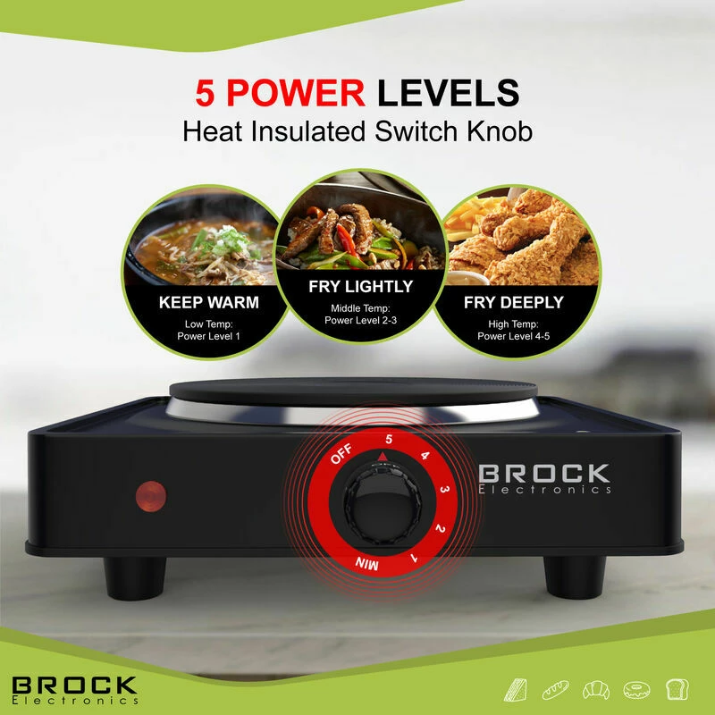 Rešo elektrike Brock EP 100 BK 1500W pllakë 18.5cm, e zezë