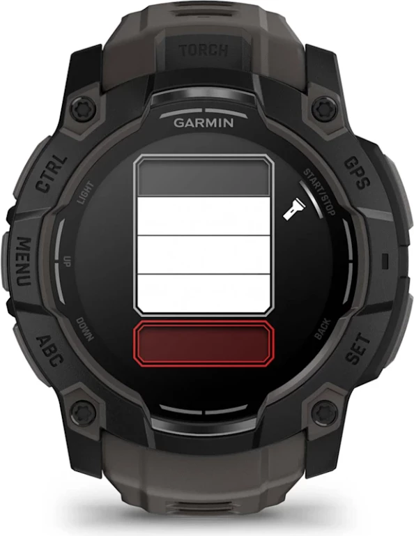 Smartwatch Garmin Instinct® 3 AMOLED, Black with Charcoal Silicone Strap, 50 mm