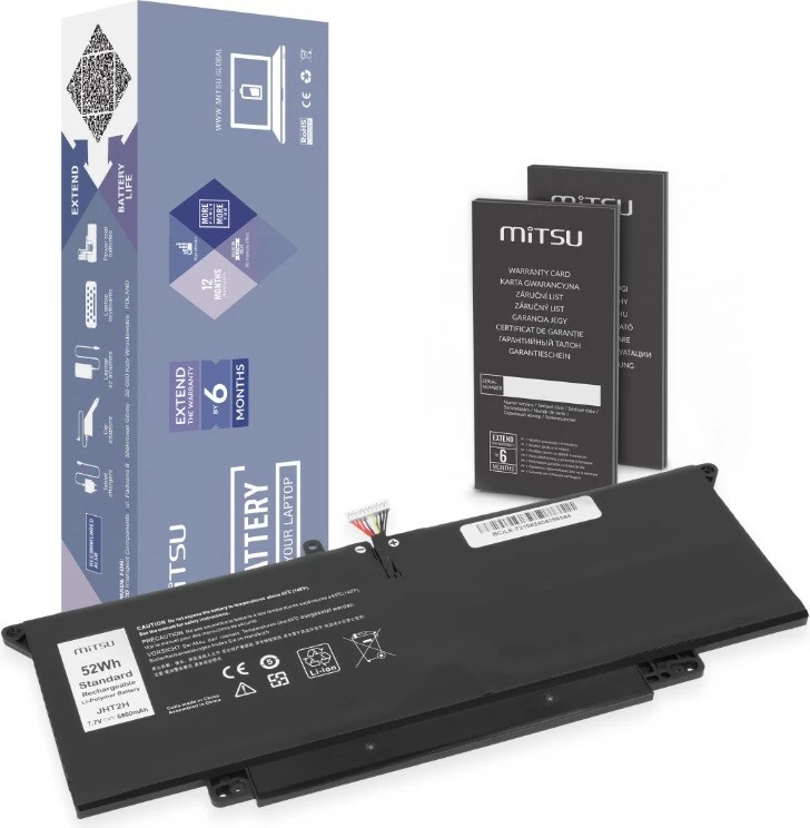 Bateri Mitsu për Dell Latitude 7310/7410 2-in-1, 6800 mAh, 52 Wh, Li-poly, e zezë
