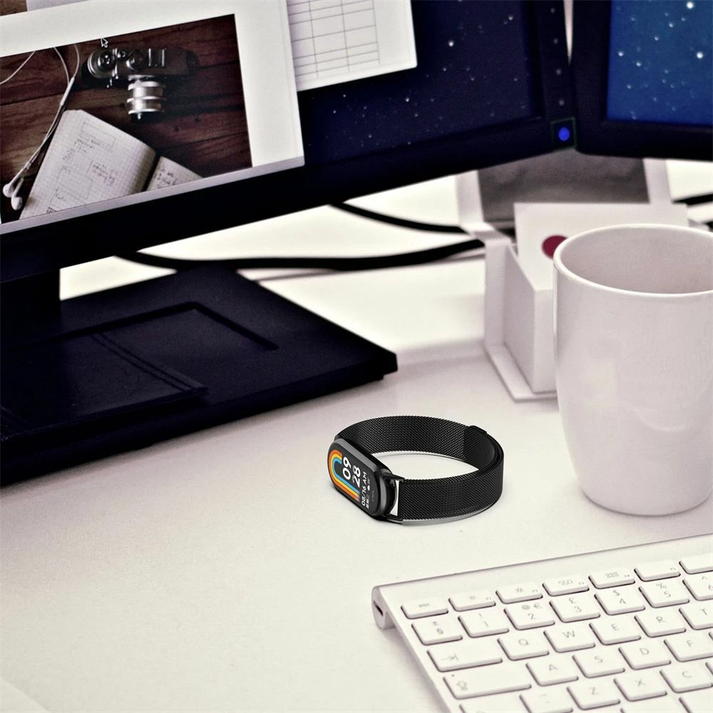 Rrip milanez për Xiaomi Smart Band 8/8 NFC Tech-Protect, çelik inox, bezhë