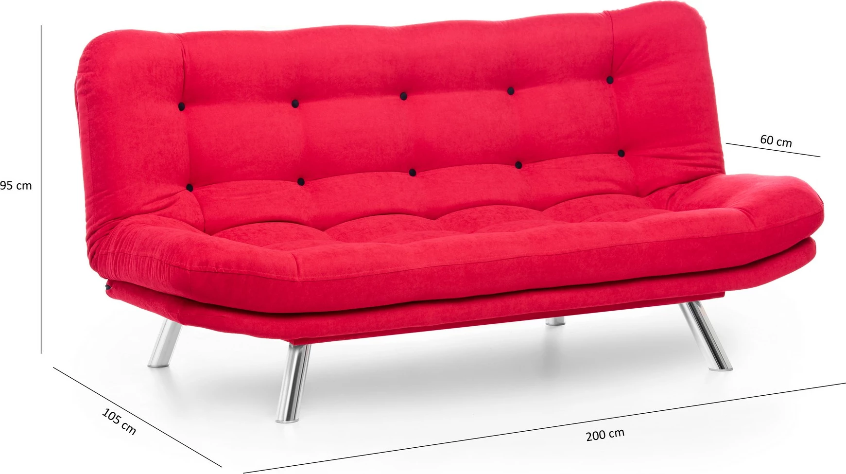 Divan-krevat 3 vendësh, Atelier del Sofa, Misa Sofabed, i kuq
