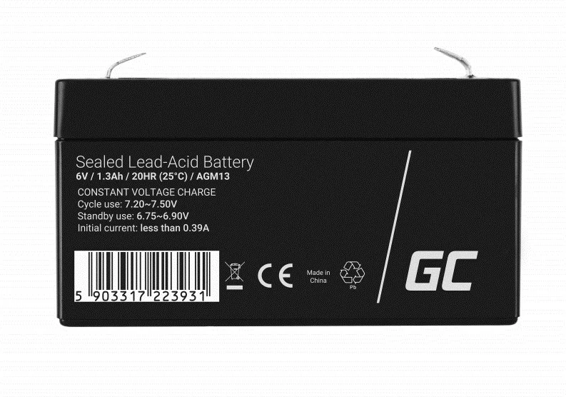Bateri Green Cell AGM13,  6V, 1.3mAh, e zezë