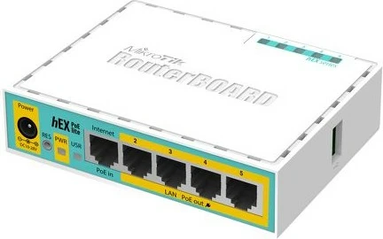 Router MikroTik hEX PoE lite, Ethernet WAN, Fast Ethernet, Bardhë