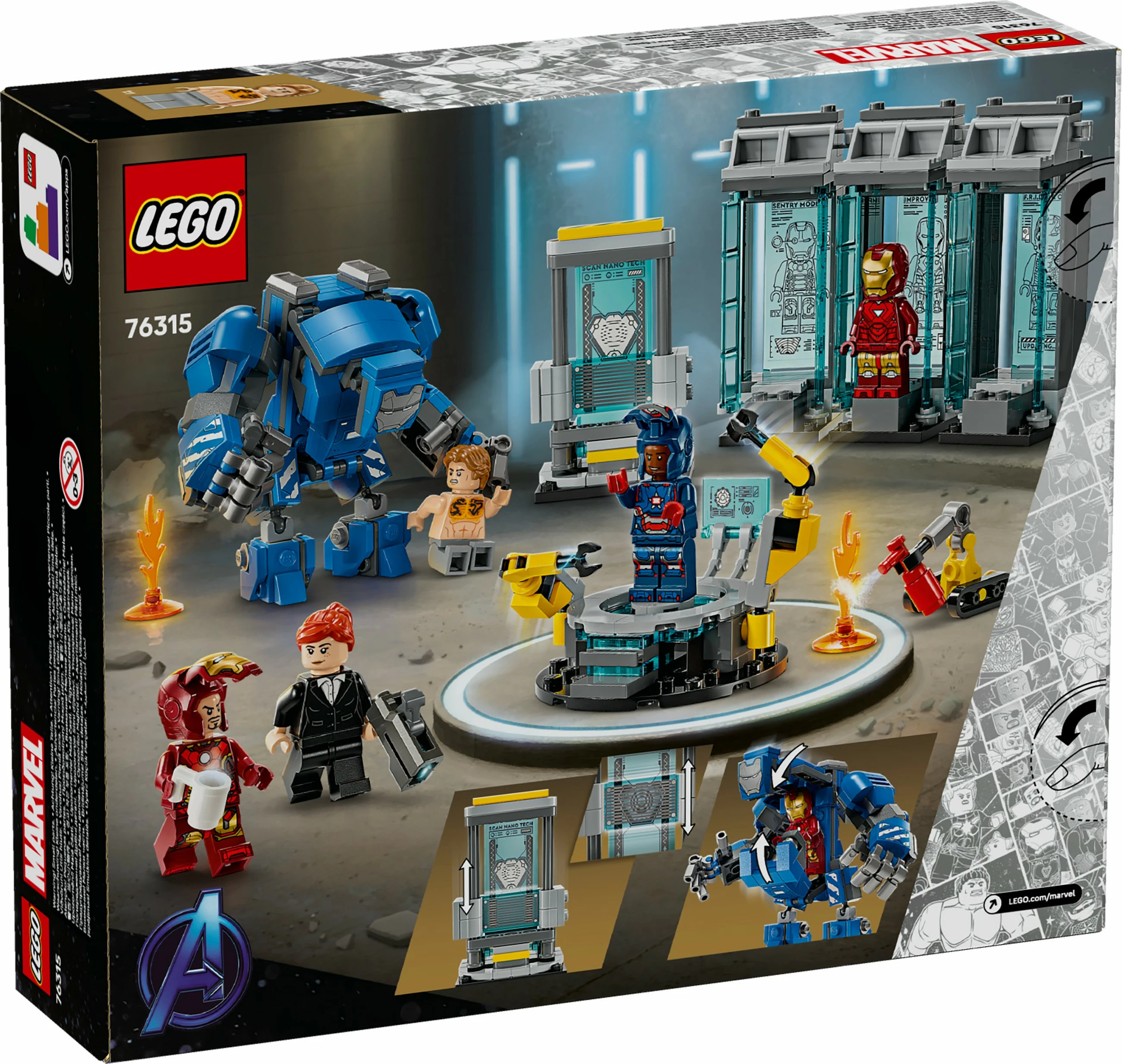 Set ndërtimi LEGO Iron Man's Laboratory: Hall of Armour, 384 pjesë, shumëngjyrësh