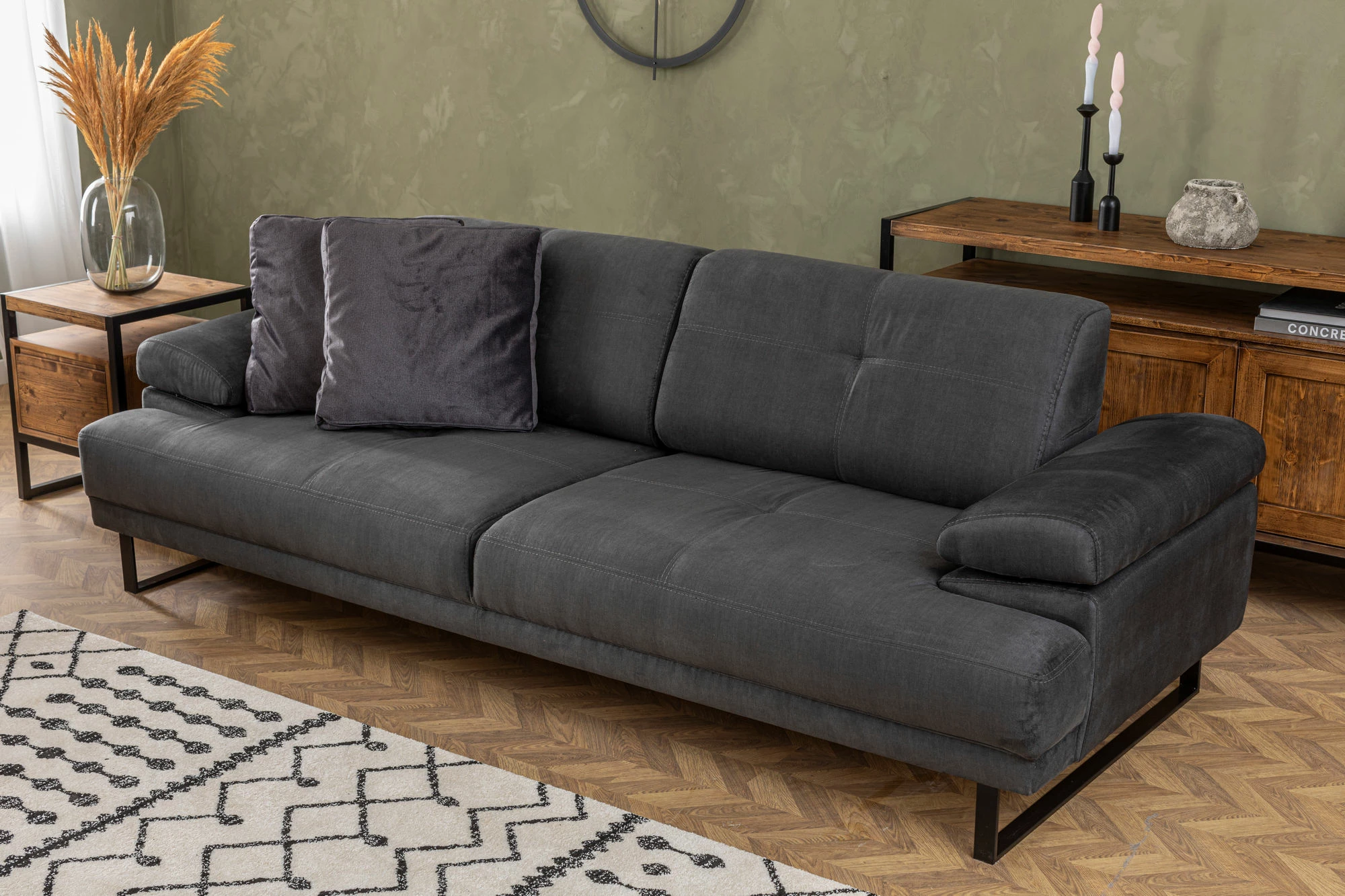 Divan-krevat 3 vendësh, Atelier del Sofa, Mustang, antracit