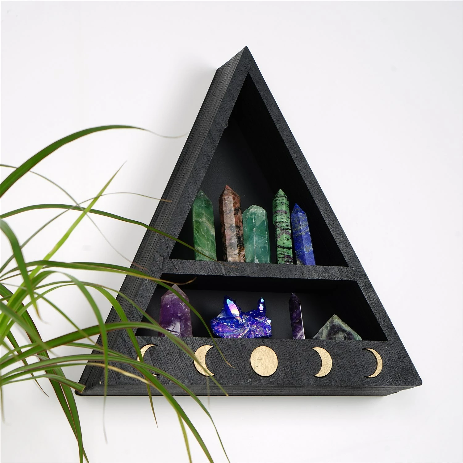 Raft muri dekorativ, dru i fortë, ngjyrë e zezë, Skye Decor, Cry001-S, 30x30x6 cm