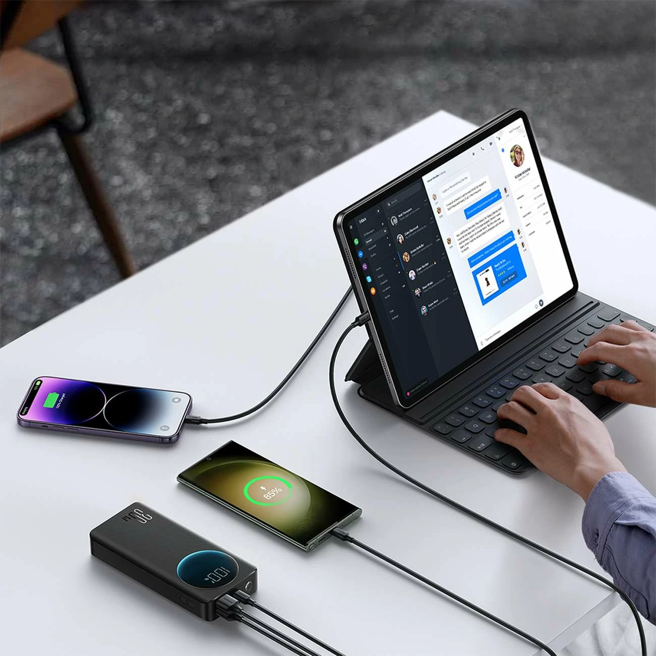 Powerbank Joyroom JR-PBF03, 30000mAh, 30W, me kabllo USB-A në USB-C, e zezë