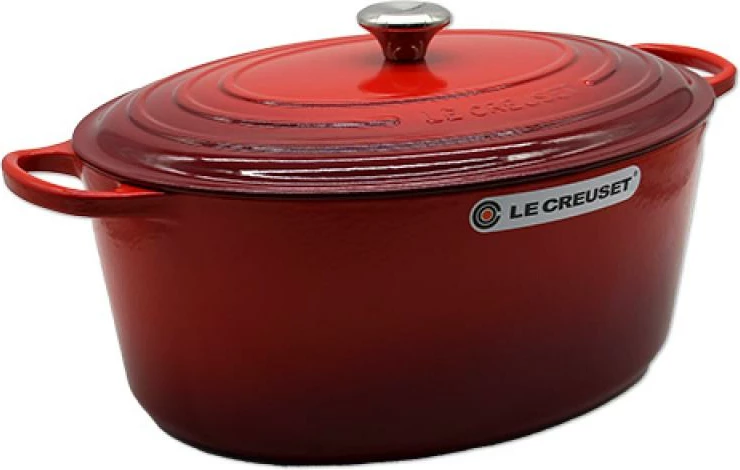 Rostierë ovale, Le Creuset, Signature 40 cm (21178400602430), gize e smaltuar, e kuqe cherry