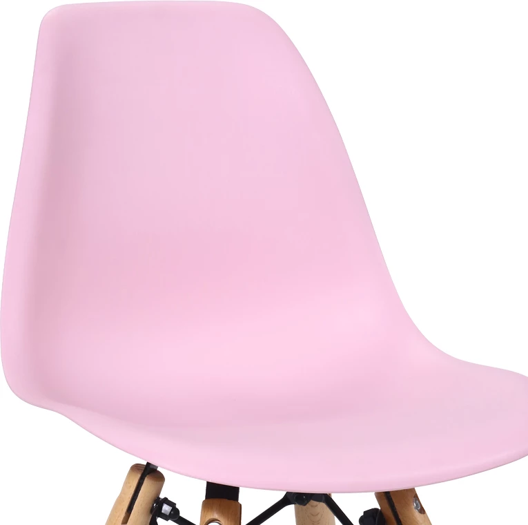 Karrige Julita për fëmijë, PP rozë, dru ahu natyral, 35x31x57.5cm, set prej 4 copësh