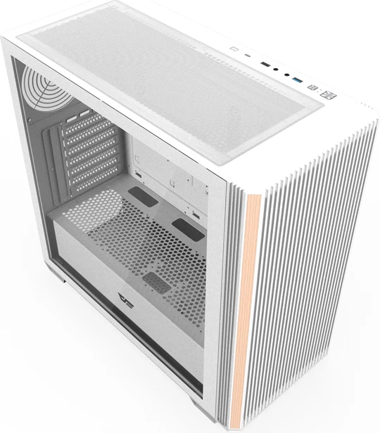 Kasë, Darkflash DS900WS ATX midi tower, për Pllakë amë ATX/M-ATX/ITX, xham i temperuar, pa ventilatorë, deri 12x120 mm, 2x HDD + 2x SSD, e bardhë