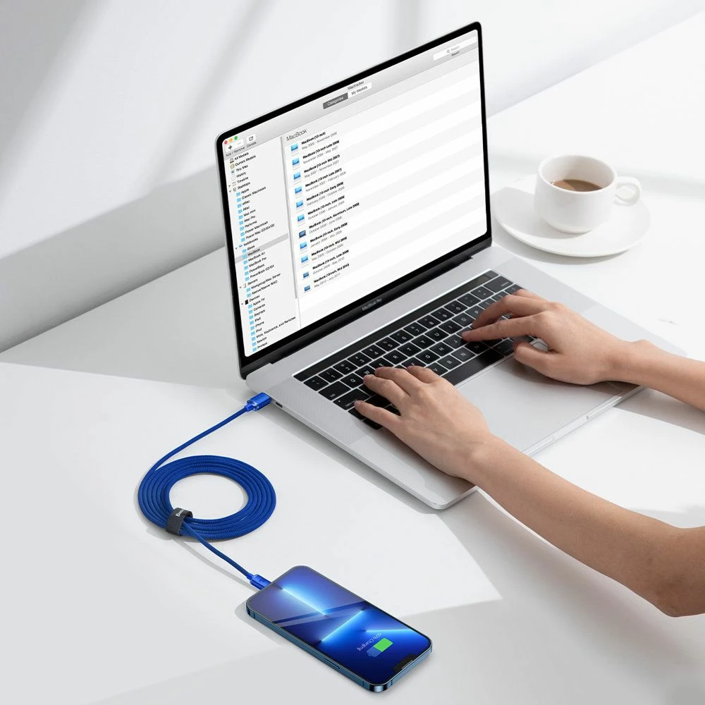 Kabel USB-C në Lightning Baseus Crystal Shine Series BSU3021BLU 2 m PD 20W, kaltër