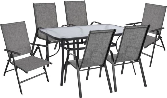 Set Tavolinë me karrige 7 pjesë ngjyrë gri FH10557.01