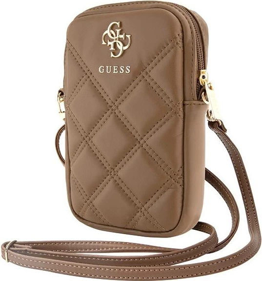 Mbështjellës telefon Guess Zip Quilted 4G, kafe