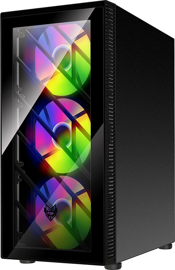 Kasë FSP CMT192, Midi Tower, PC, ATX, micro ATX, Mini-ITX, SPCC, Tempered glass, Multi, Black