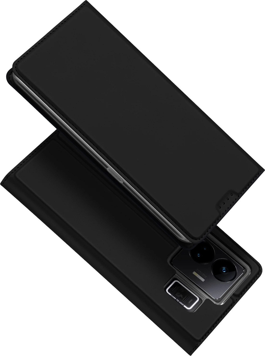 Mbështjellës Dux Ducis Skin Pro për Realme GT Neo 5 / Realme GT3, me kapak, xhep kartelash, funksion standi, e zezë