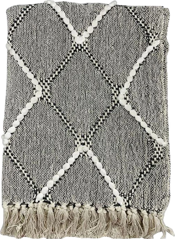 Batanije dekorative Deho, pambuk-poliester, e bardhë e zezë, 130x170cm