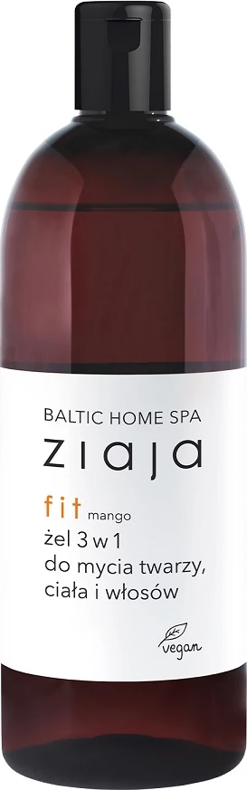 Xhel larës 3-në-1 për fytyrë, trup dhe flokë Ziaja Baltic Home Spa Fit për femra mango 500ml
