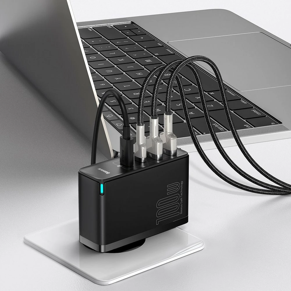 Karikues i shpejtë Baseus GaN2 Pro, 100W, 2x USB-C, 2x USB-A, i zi