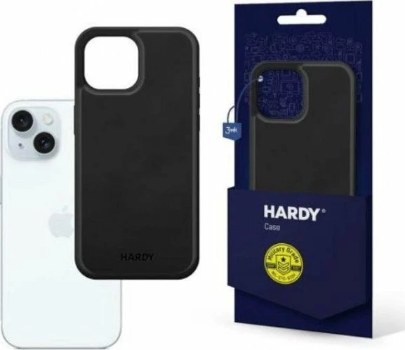 Mbështjellës 3MK HARDY Silky Leather MagCase për Apple iPhone 15, MagSafe, lëkurë PU, i zi, 1 copë