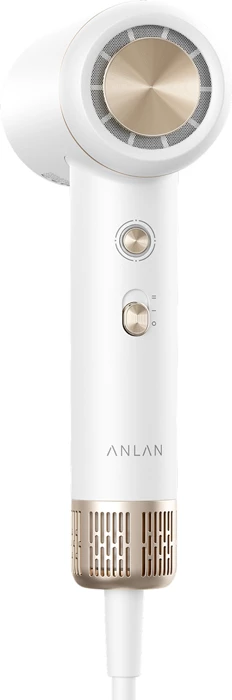 Tharëse flokësh, ANLAN, 05-ACFJ41-0VE, 1600 W, jonizim 200 mln, 10 moda, cold shot, me grykë, e bardhë/ari