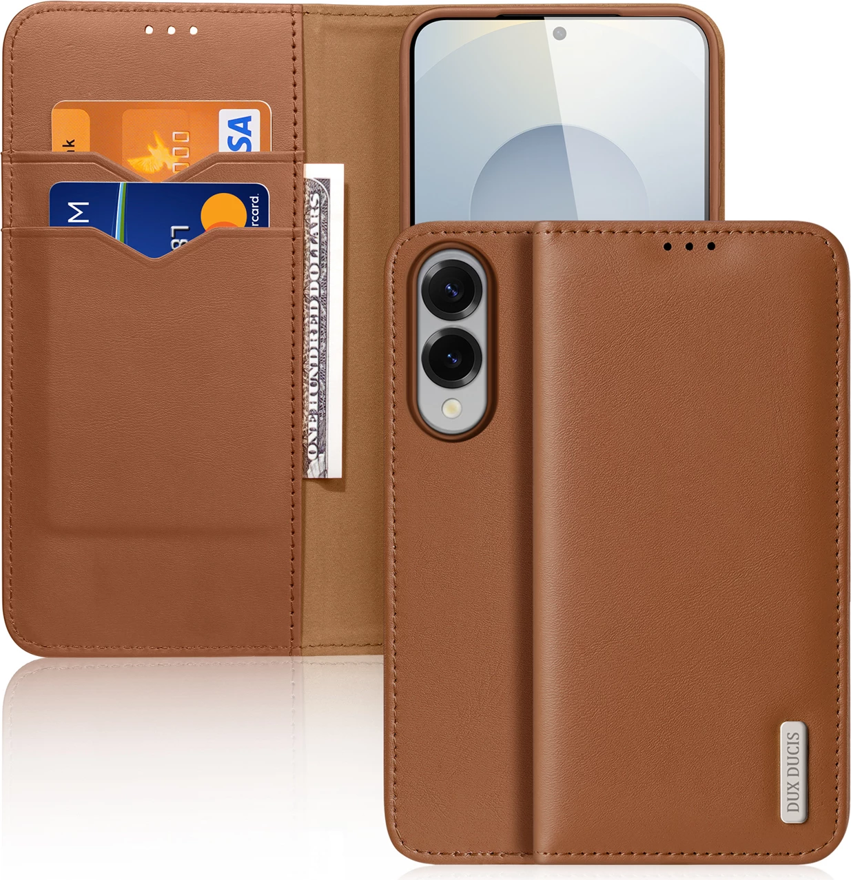 Mbështjellës Dux Ducis Hivo për Samsung Galaxy S25 Edge, me kapak, mbrojtje RFID, kafe