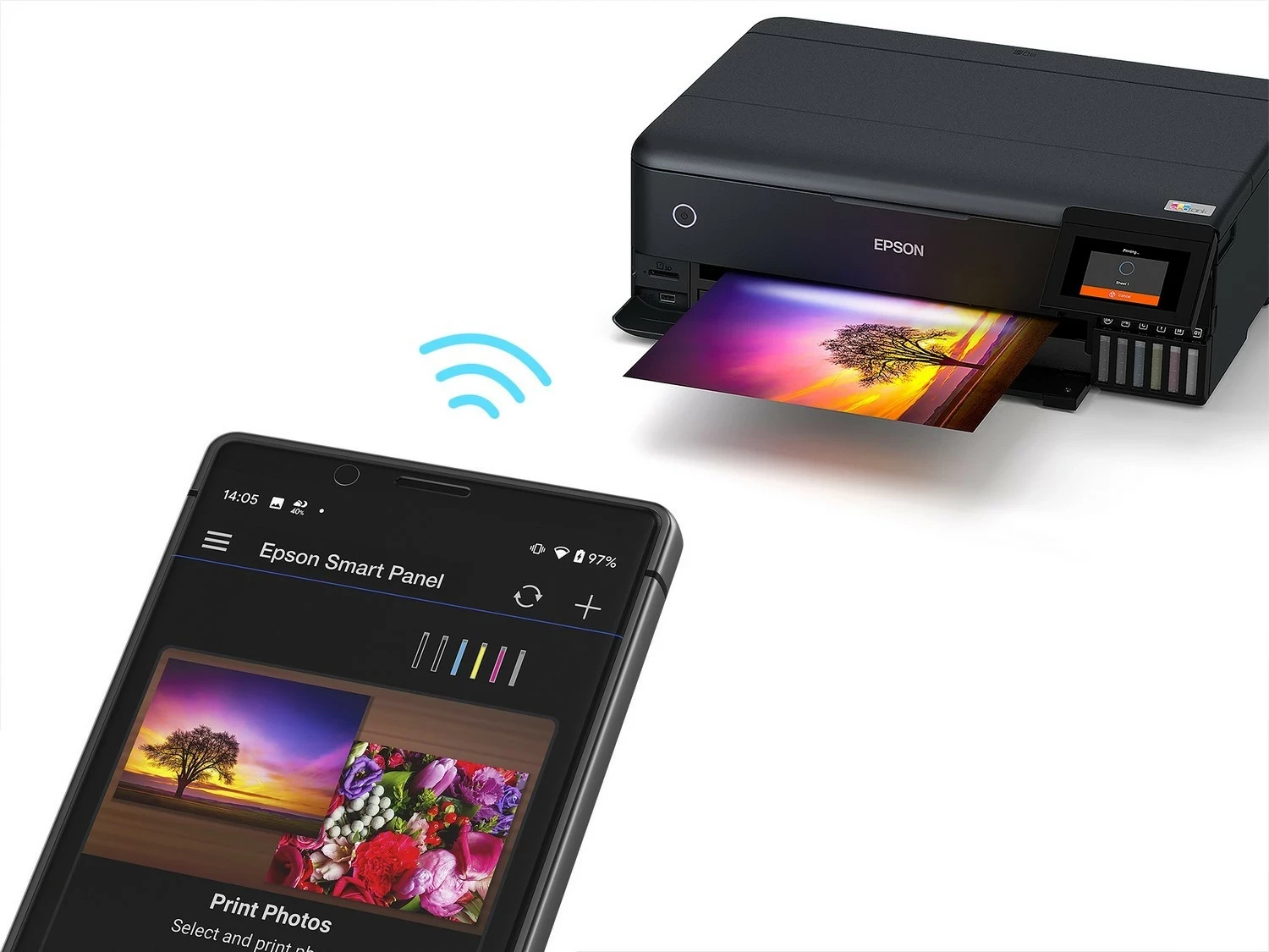 Printer Epson EcoTank L8180, multifunksional, ngjyrë e zezë