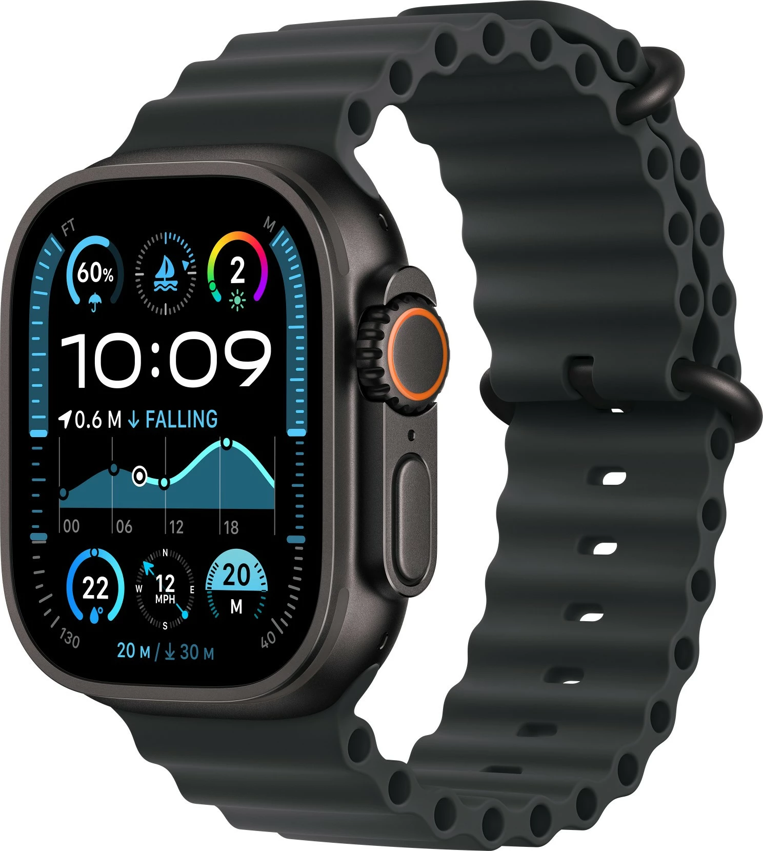 Rrip zgjatues Apple Ocean Band 49mm, përfundim titanium, i zi