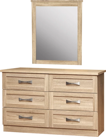 Toaletë dhome gjumi me 6 sirtarë Sonama 120x40 & pasqyrë 72x90 FH10171.02