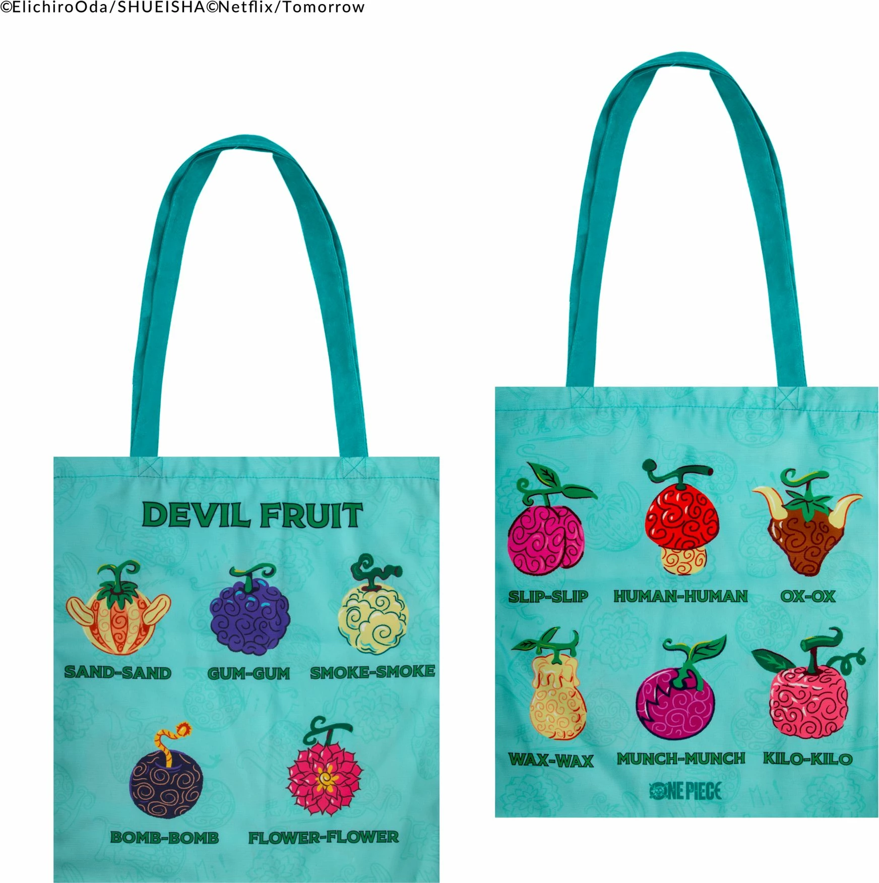 Çantë tote Cinereplicas One Piece Devil Fruit 42×38 cm, turkeze