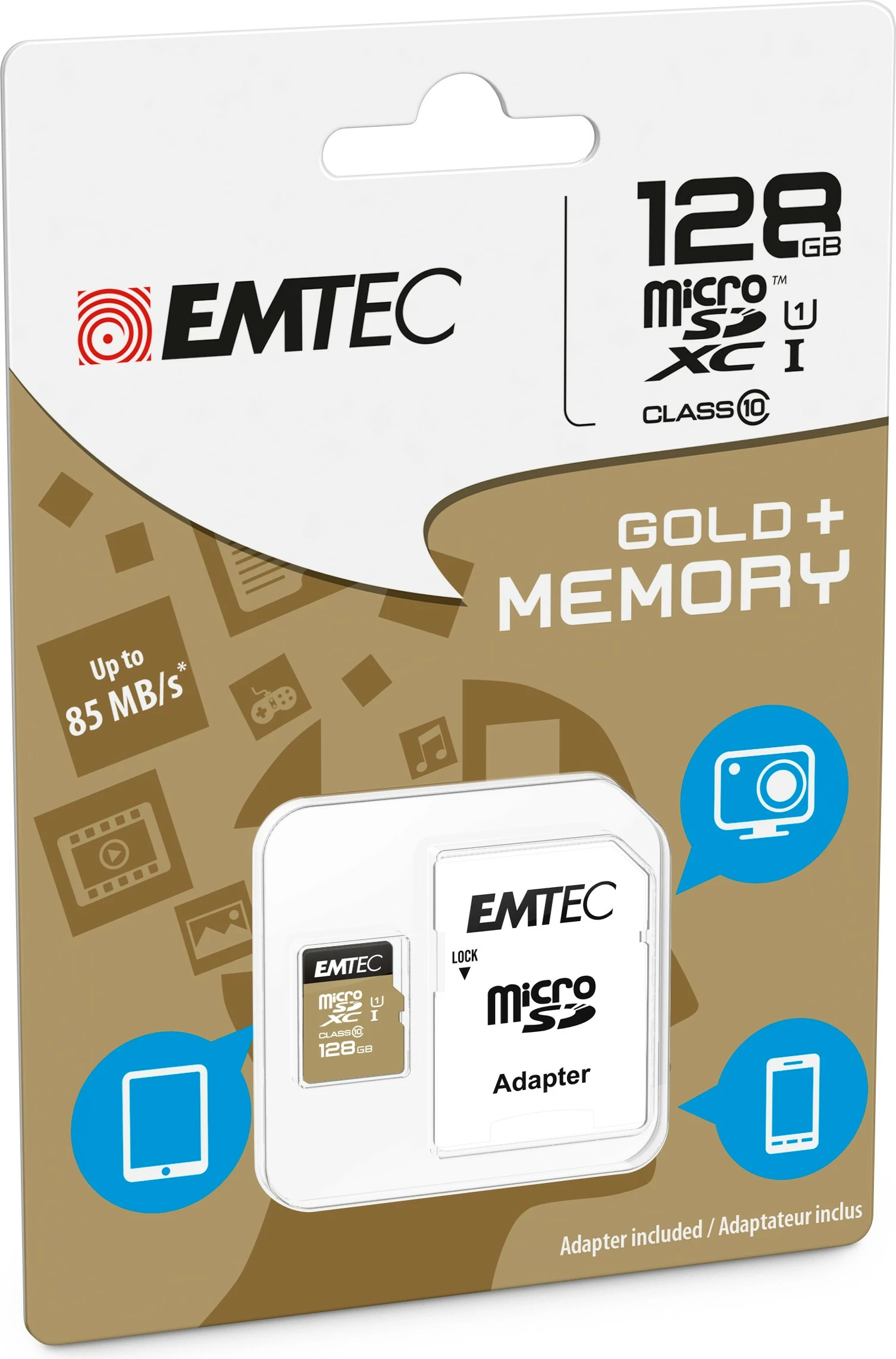Kartelë memorie EMTEC microSDXC 128GB Class 10, e zezë/artë