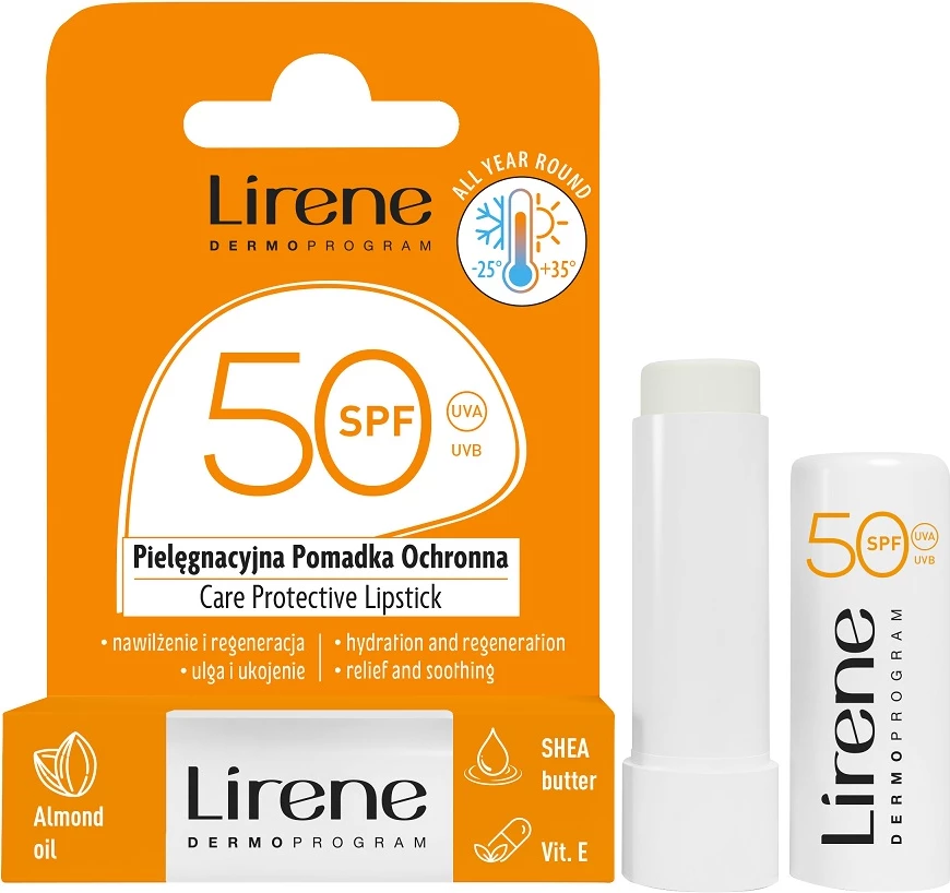 Balsam për buzë Lirene Care Protective Lip Balm SPF50 për femra, 4.6g