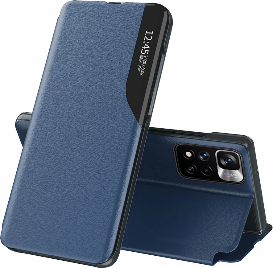 Mbështjellës Hurtel Eco Leather View Case për Xiaomi Redmi Note 11 Pro+ 5G / 11 Pro 5G / Mi 11i HyperCharge / Poco X4 NFC 5G, kaltër