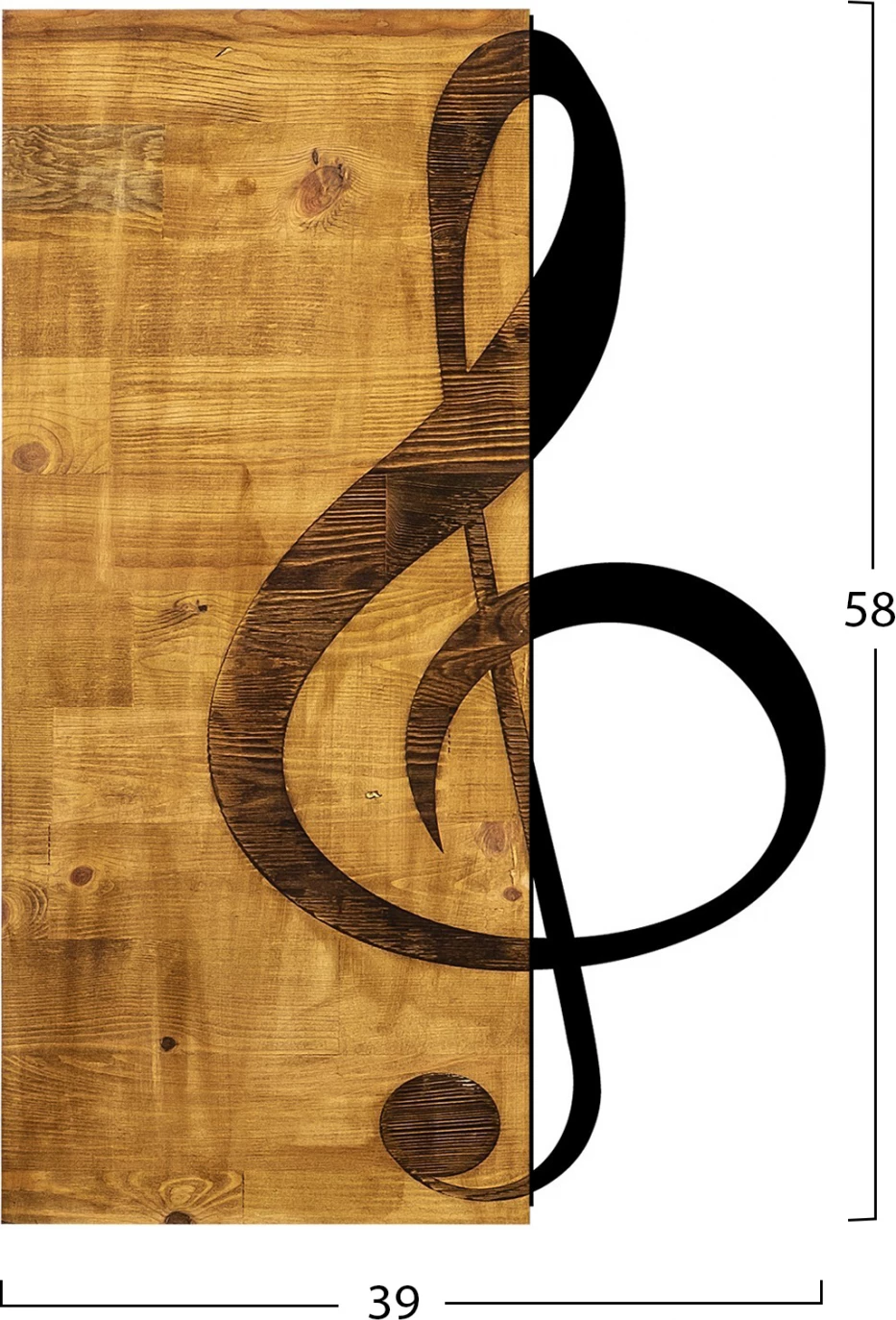 Dekorim muri prej druri me çelës metalik të zi FH7222 39x58 cm