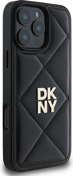 Mbështjellës DKNY Quilted Stack Logo për iPhone 16 Pro, i zi