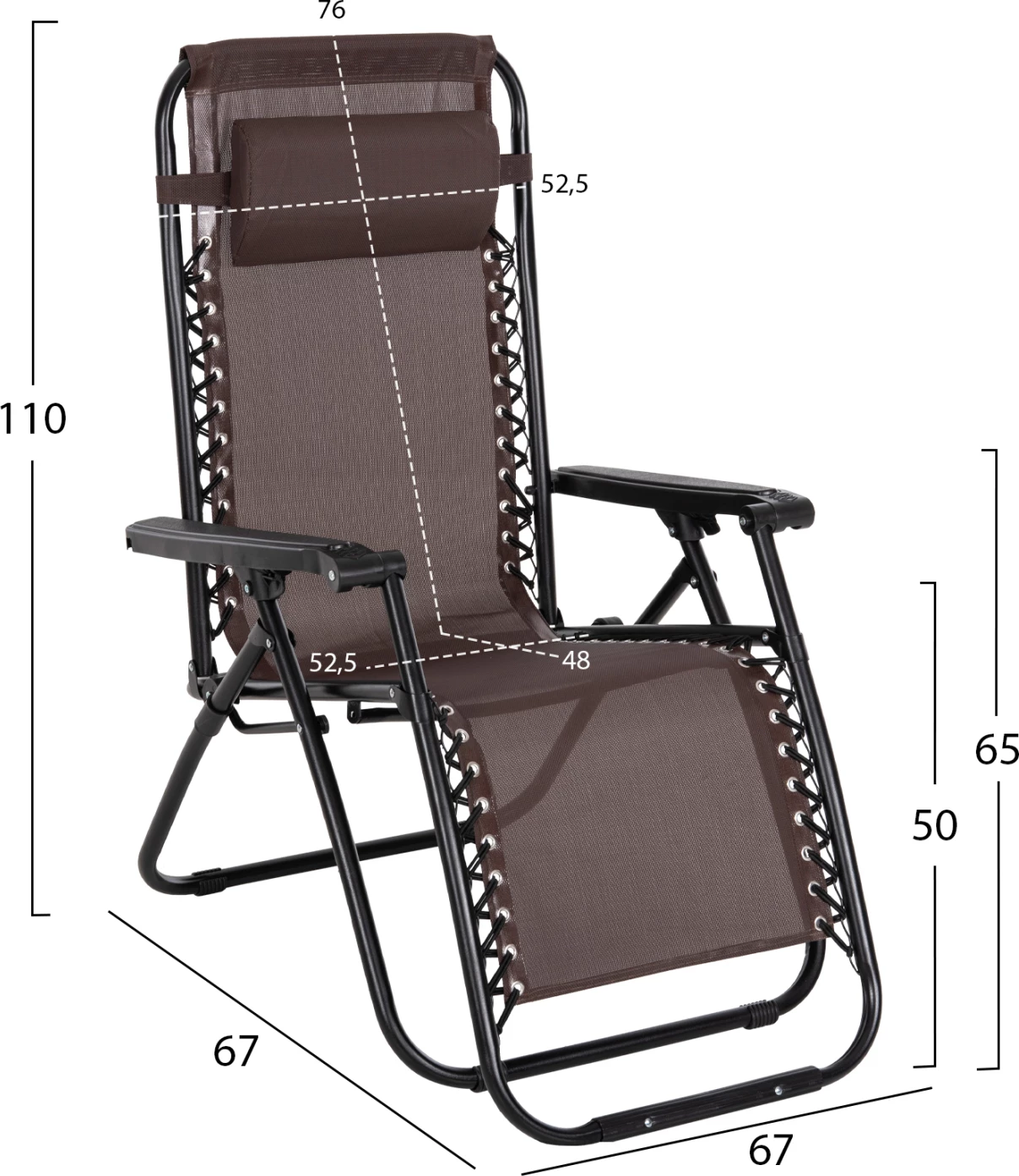 Karrige relaksuese COMPANION, tekstilene kafe, metal i zi, FH5095.13, 67x145x110cm