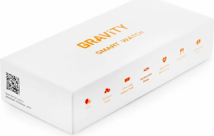 Smartwatch për meshkuj Gravity, portokalli e zezë