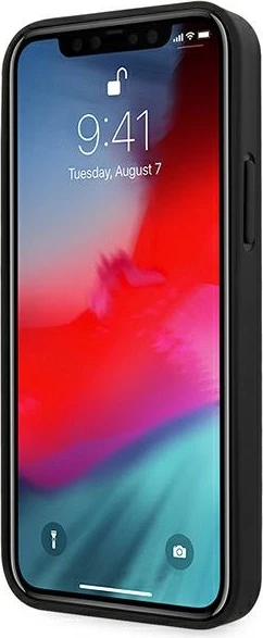 Mbështjellës Mercedes AMG Debossed Lines për iPhone 12 mini, Hardcase, Lëkurë, i zi