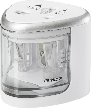 Mprehës elektrik lapsash GENIE PS 120, me bateri AA, transparent/bardhë