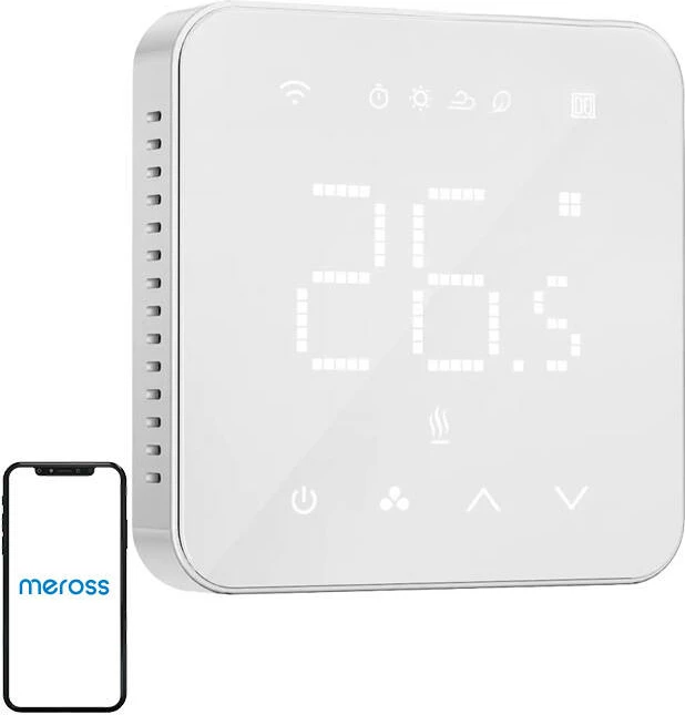 Termostat smart WiFi Meross MTS200HK(EU), Apple HomeKit, 16A, 2.4GHz, i bardhë