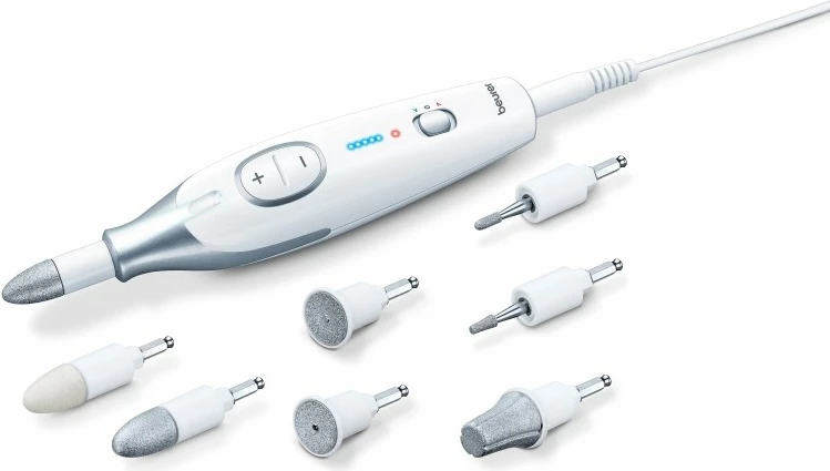 Set manikyr/pedikyr Beurer MP 42, 7 koka, argjendtë/bardhë me etui