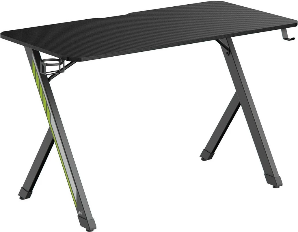 Tavolinë gaming, Maclean NanoRS RS101, 120x60x75 cm, ngarkesë 75 kg, me mbajtës kufjesh dhe gote, e zezë