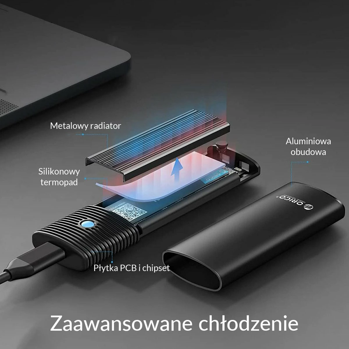Kuti eksternale për SSD M.2 NVMe, Orico PWM2-G2-BK-EP, USB-C 3.2 Gen 2 10Gbps, deri 4TB, alumin, e zezë