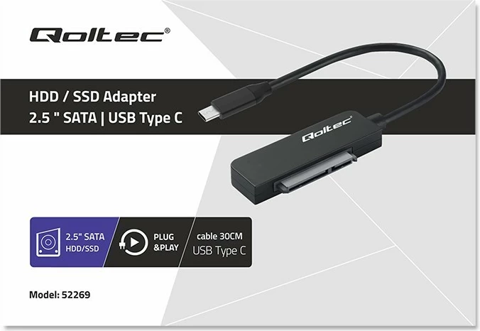 Adapter SSD HDD Qoltec 52269, 2.5", USB-C, 2TB, i zi