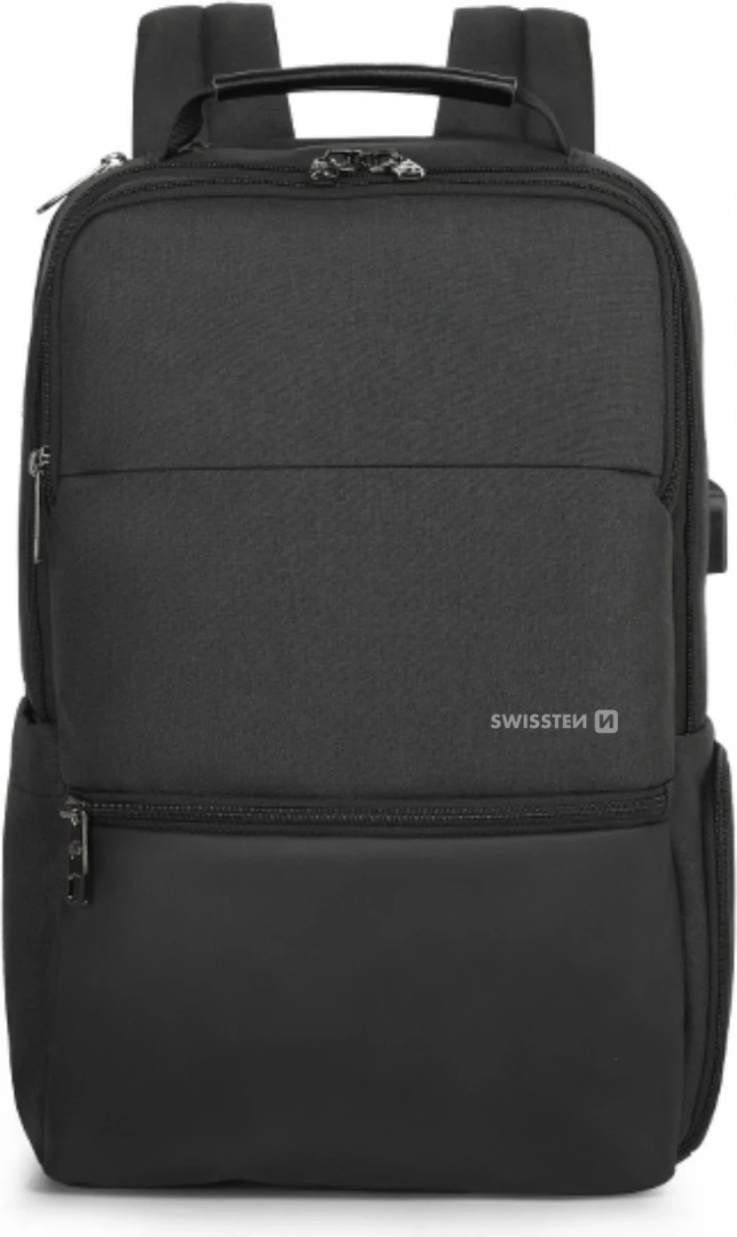 Çanta shpine për laptop Swissten, 15.6", e zezë