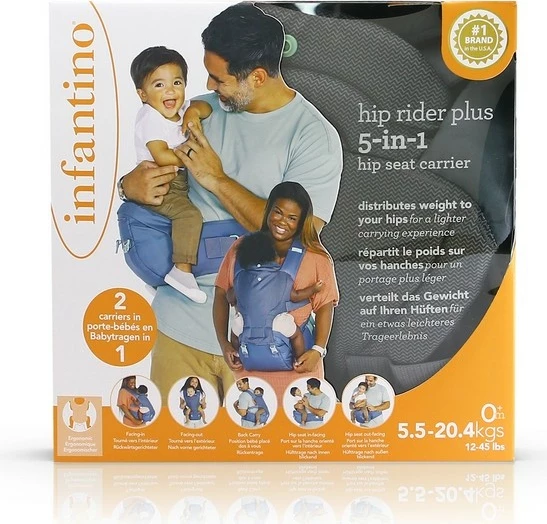 Mbajtëse bebe 5-në-1 me sedilje në ije, B-kids, 150300012, 0m+ 5.5–20.4 kg, gri