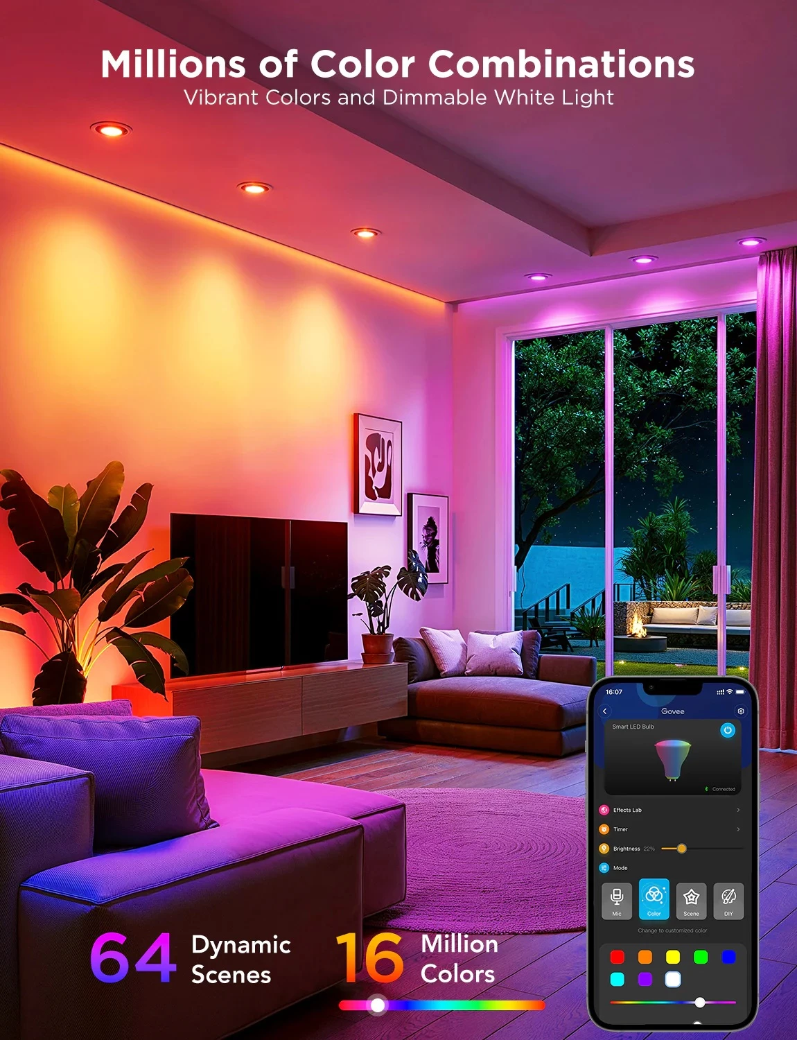 Llambë LED smart Govee B600D GU10 RGBWW 400 lm (2 copë)