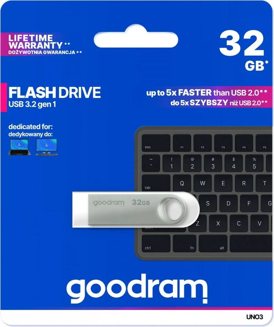 Pendrive GOODRAM UNO3 32GB USB 3.2 Gen1, argjendtë