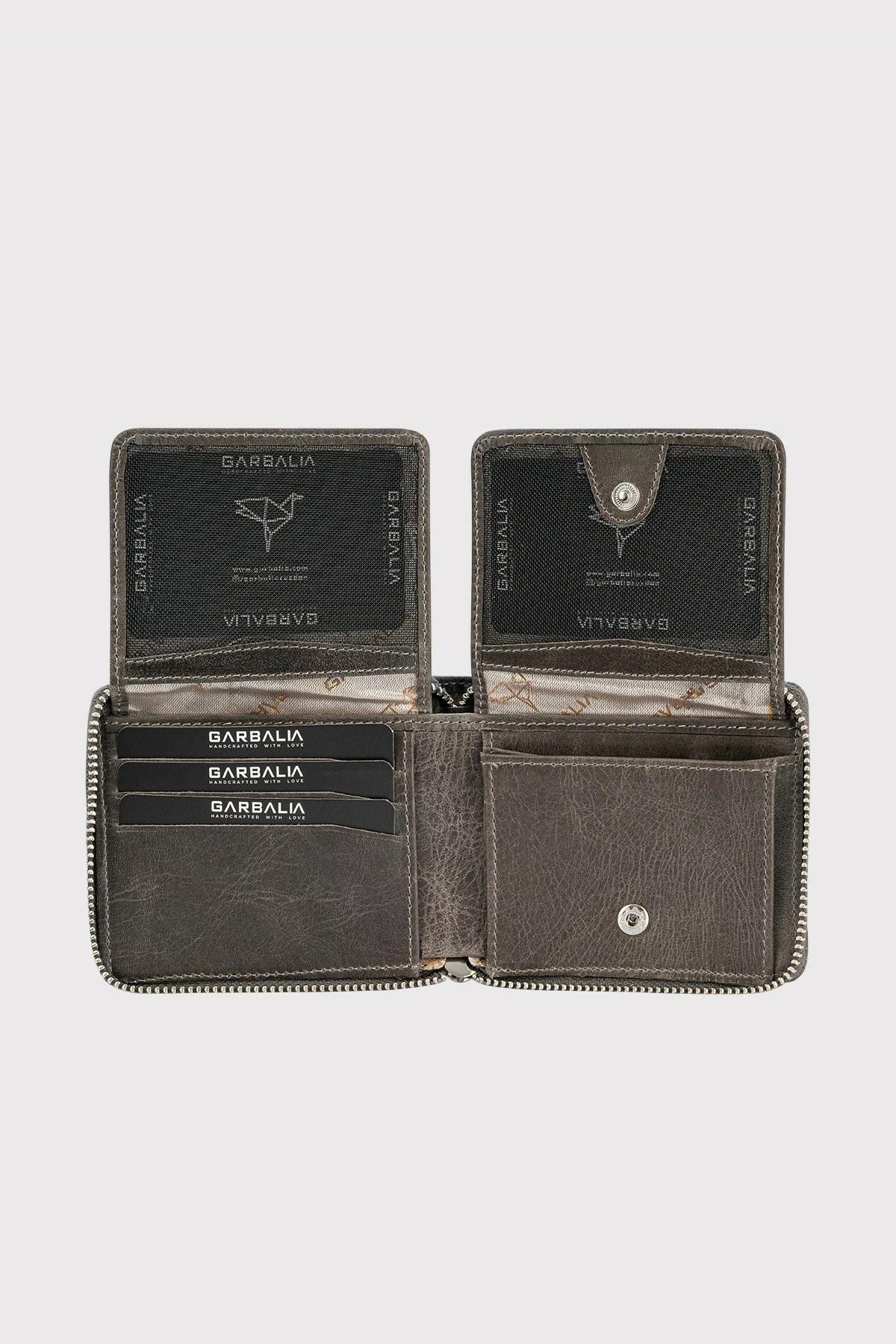 Portofol uniseks, lëkurë natyrale, ngjyrë gri, Zoozie Bags, Carole, 11x2x9 cm