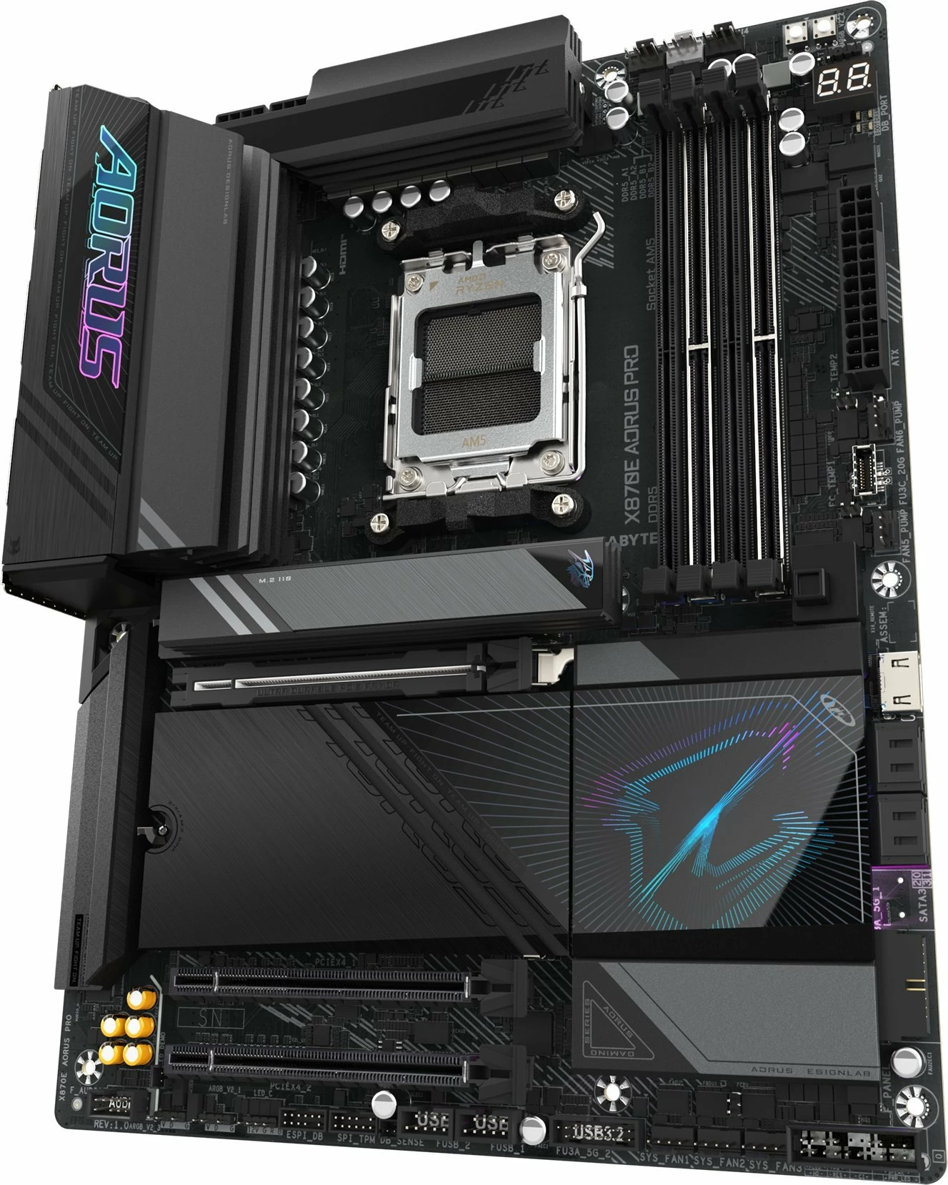 Pllakë amë Gigabyte X870E AORUS PRO, AM5, ATX, DDR5, Wi-Fi 7, USB4, PCIe 5.0, e zezë, me antenë Wi-Fi